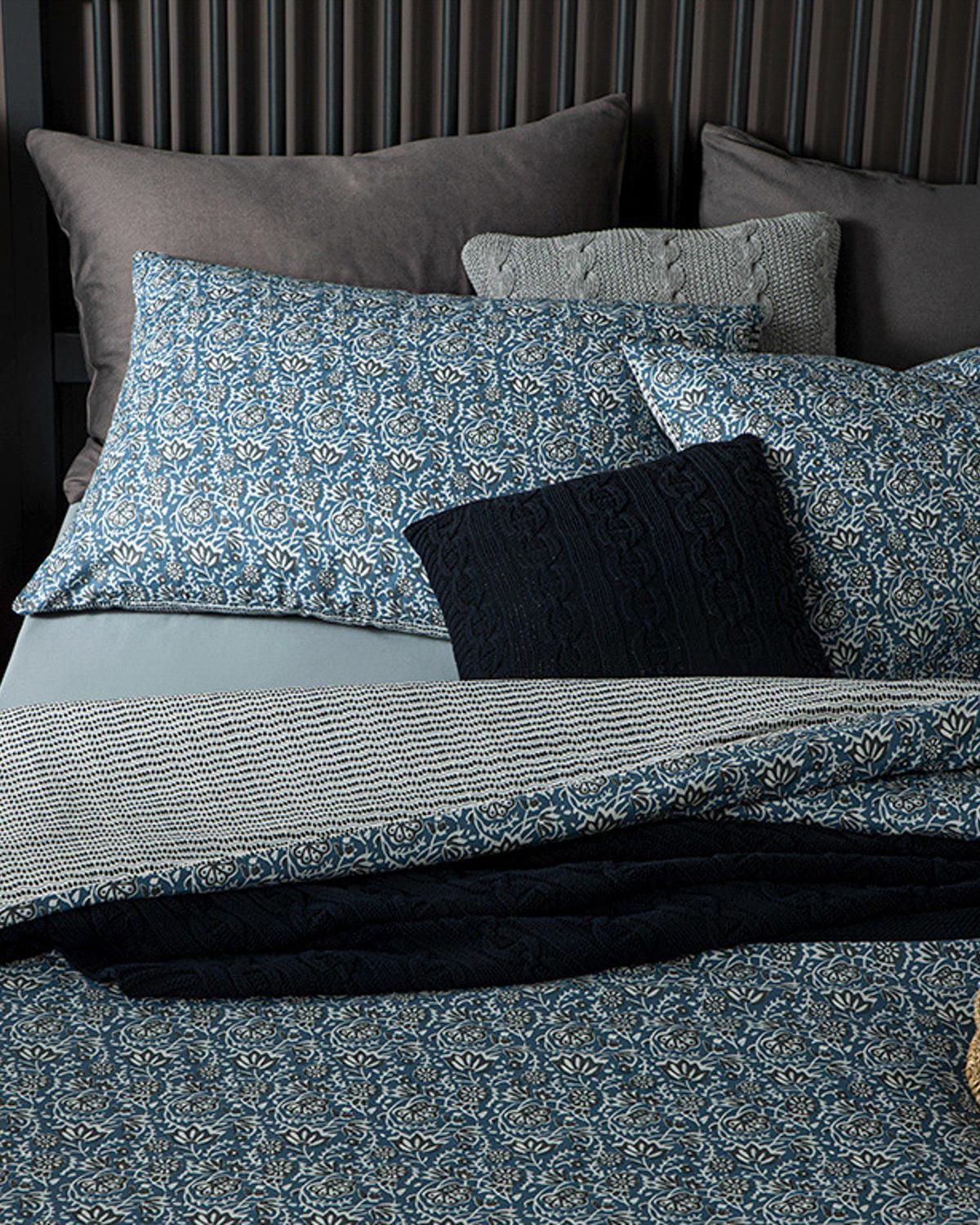 Floral Trail Clătite Double Set Cearșaf Și Lenjerie De Pat 200x220 cm Albastru