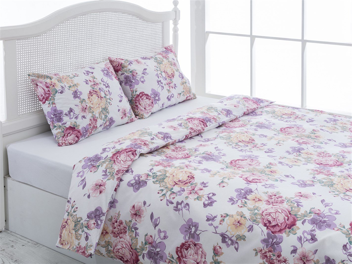 Flori de toamnă  Persoană dublă 200x220 cm Damson ușor