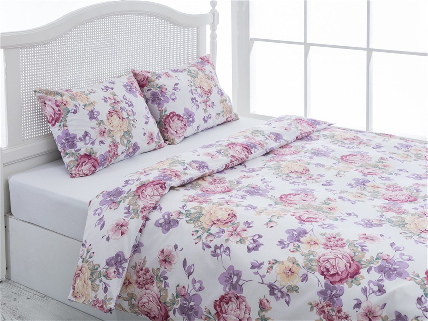 Flori de toamnă  Persoană dublă 200x220 cm Damson ușor