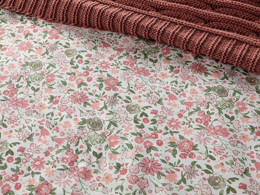 Flower Joy Set De Lenjerıe De Pat Persoană Dublă, Din Bumbac, 200*220 Cm, Roz