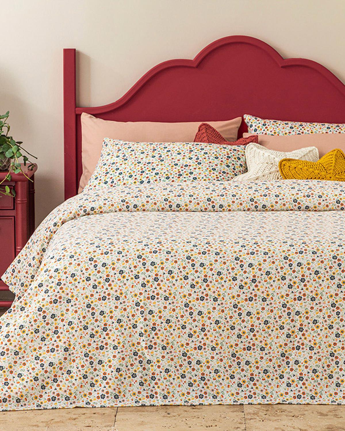 Flower Shadow Pătură De Vară Single, Imprimate, 150*220 Cm, Crem-Roșu
