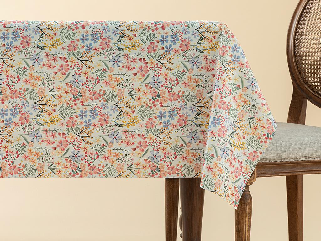 Flower Square Față De Masă, Pvc, 140*140 Cm, Argintiu