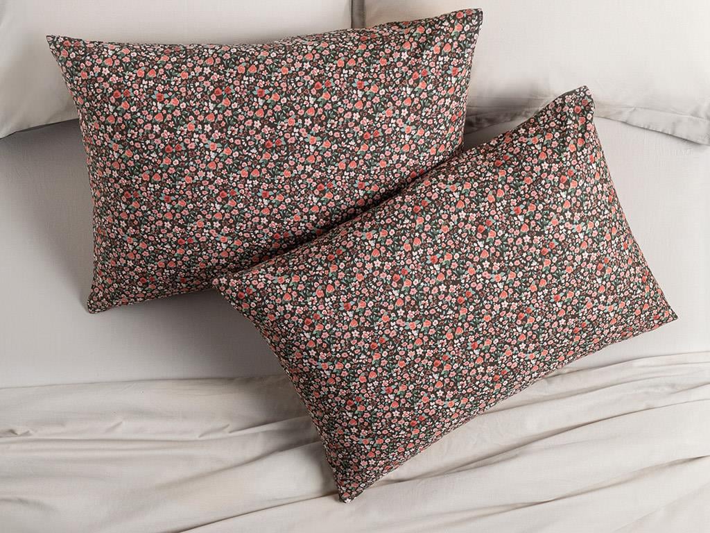 Floweret Cottony 2 Set Pillowcase 50x70 cm Black
