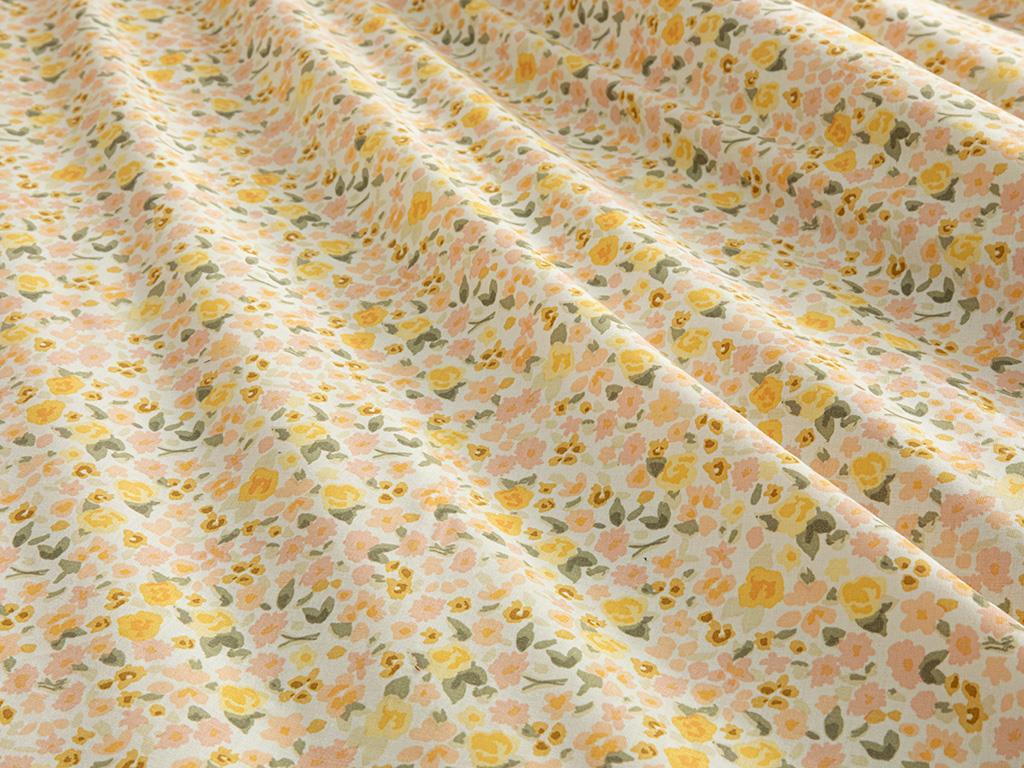 Floweret, Set husă de pilotă cu față de pernă, pentru o persoană, bumbac, 160x220 cm/ 50x70 cm, galben