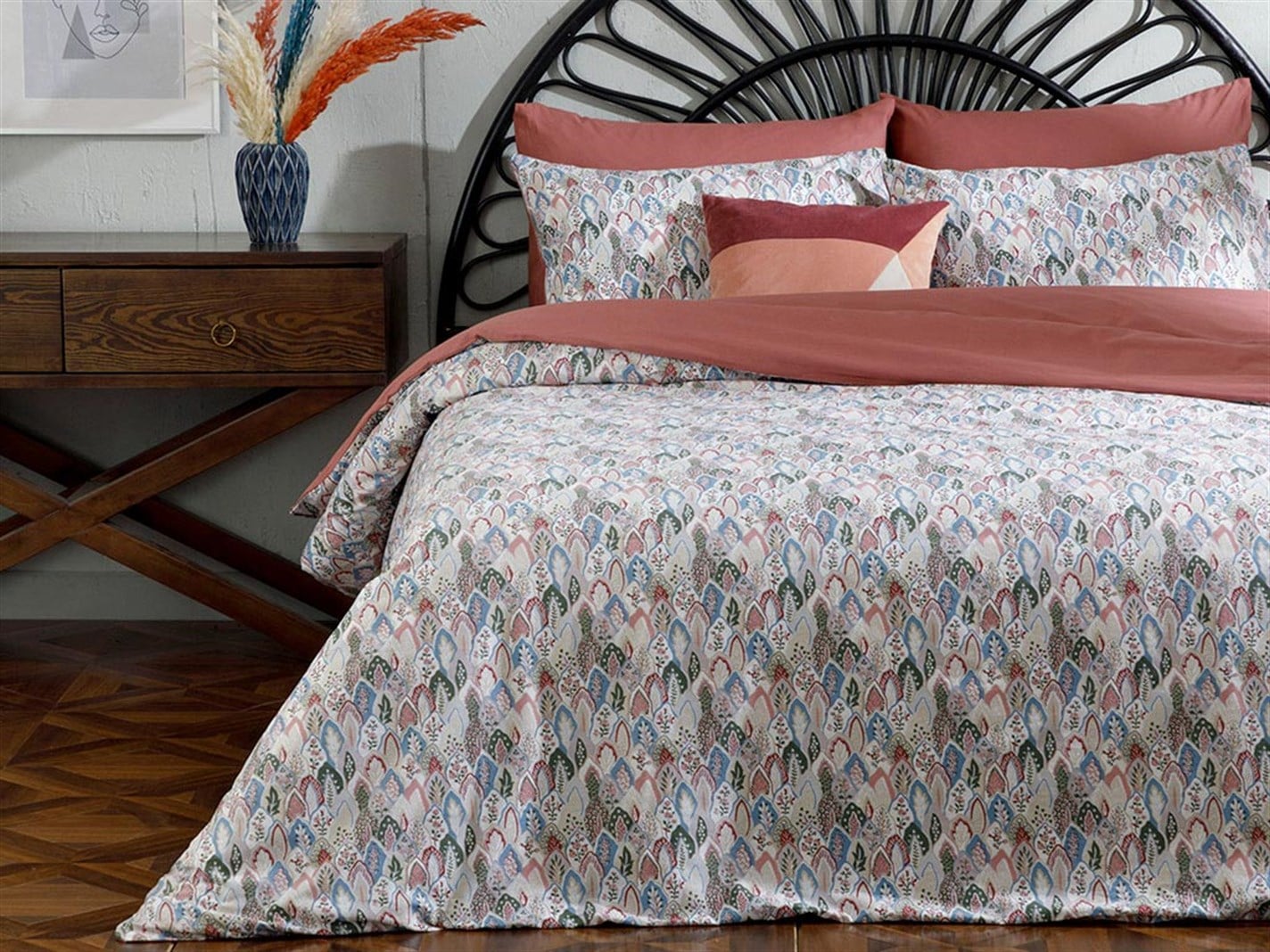 Flowing 57 Tel / 144 Numărul de fir Super rege 260x220 cm Damson ușor