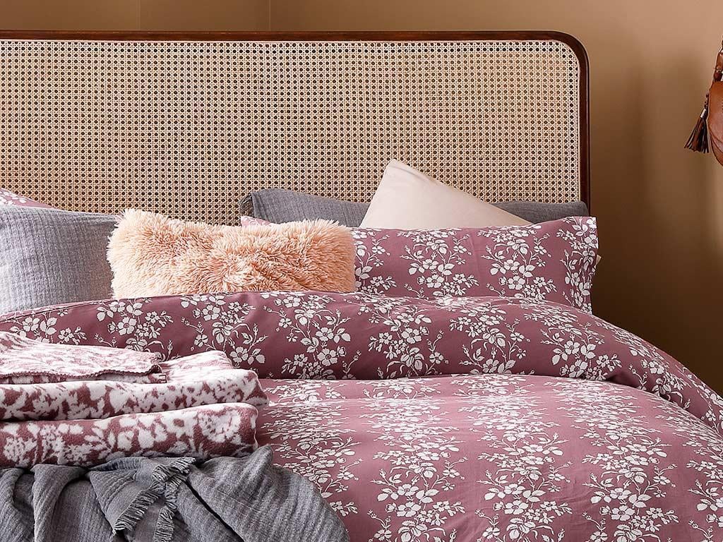 Folk Floral  Satin bumbac Double Person  SET LENJERIE DE PAT 200x220 cm Pink