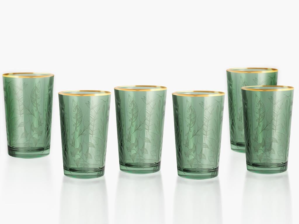 Leaf Glass 6 Pcs for Coffee Side Water Glass 100 ml Green