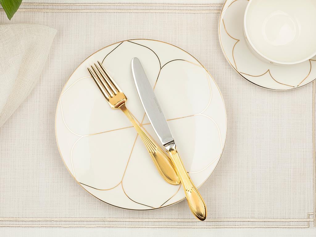 Galia Goldie Bone China Cake Plate 20 cm Gold