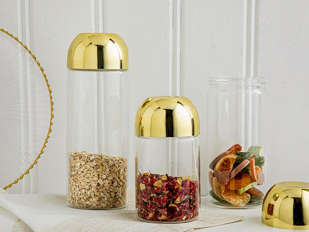 Galia Goldie Borosilicate Glass Jar 900 ml Gold