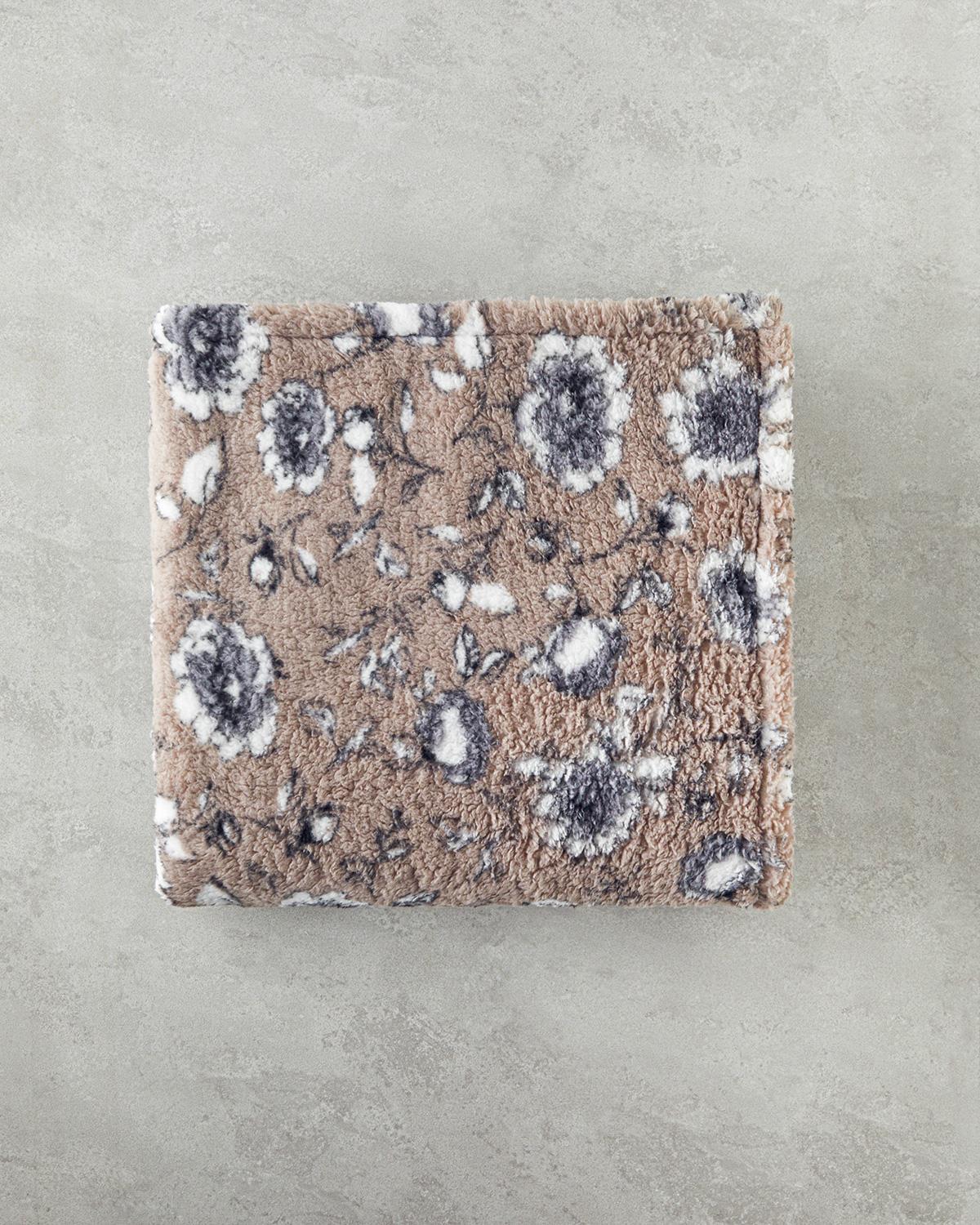 Gardenia Glow Sherpa İmprimat Pătură 120x170 cm Vizon