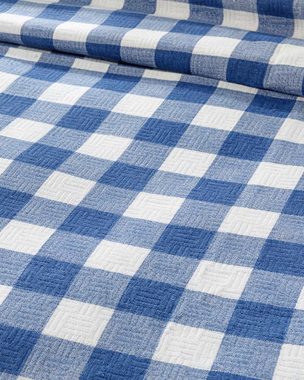 Gingham Imprimat Double Pătură De Vară 200x220 cm Bleumarin