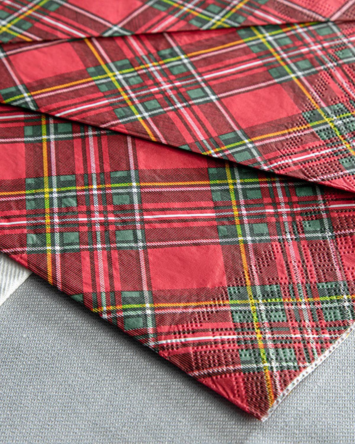 Gingham Red Paper 20 Set Tissue Napkin 33x33 cm Red