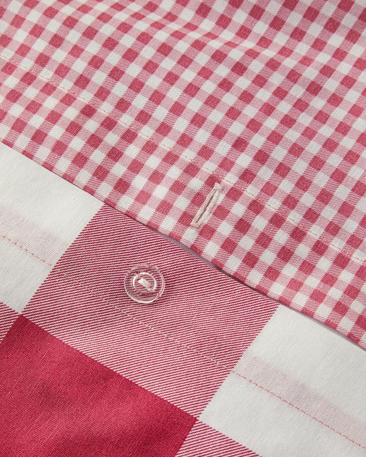 Gingham Ușor De Călcat Double Set Lenjerie De Pat 200x220 cm Roz