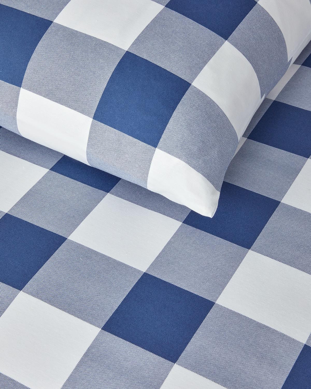 Gingham Ușor De Călcat Single Set Lenjerie De Pat 160x220 cm Bleumarin