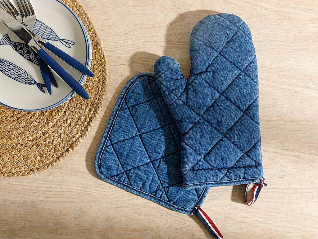 Ginny Bumbac 2 Set Set De Bucătărıe 20*20 - 19*30 Cm Aur