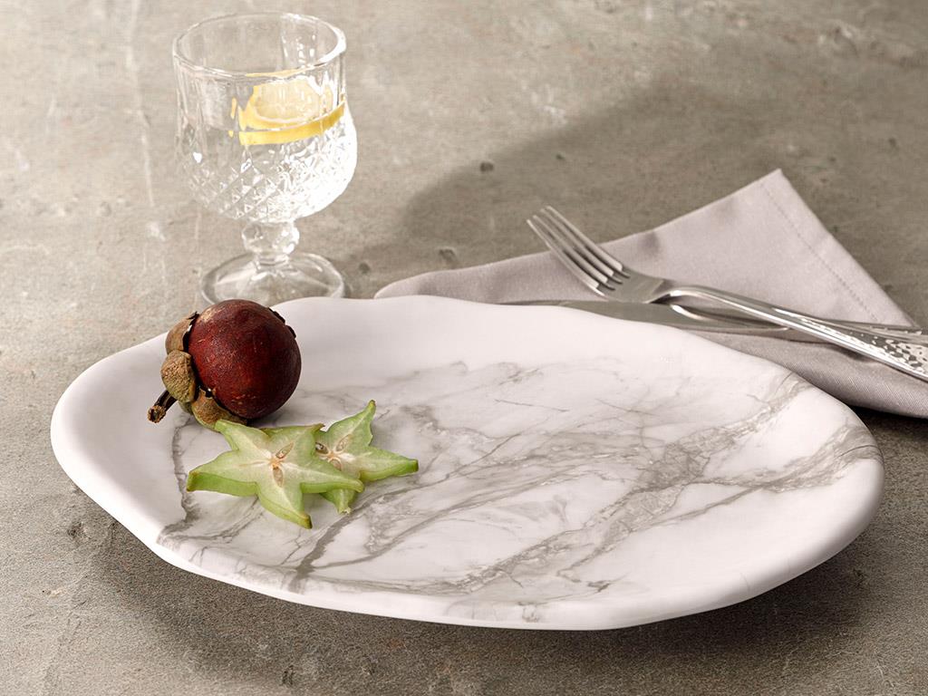 Girdwood Melamine Oval Service Plate White-Gray