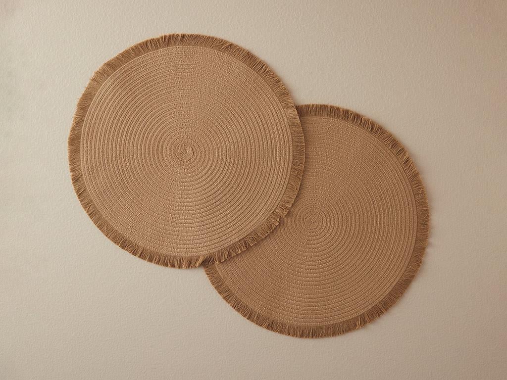 Glenna Polietilenă Cu 2 Piese Placemat Masă 38 cm Bej