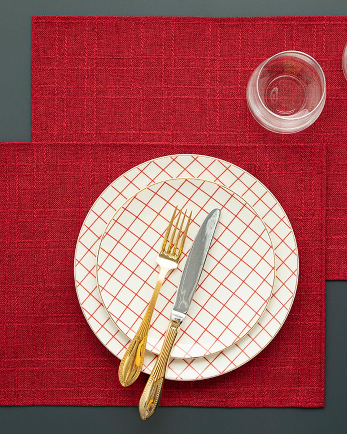 Glitz Polyestere 2 Set Place Mat 30x45 cm Red