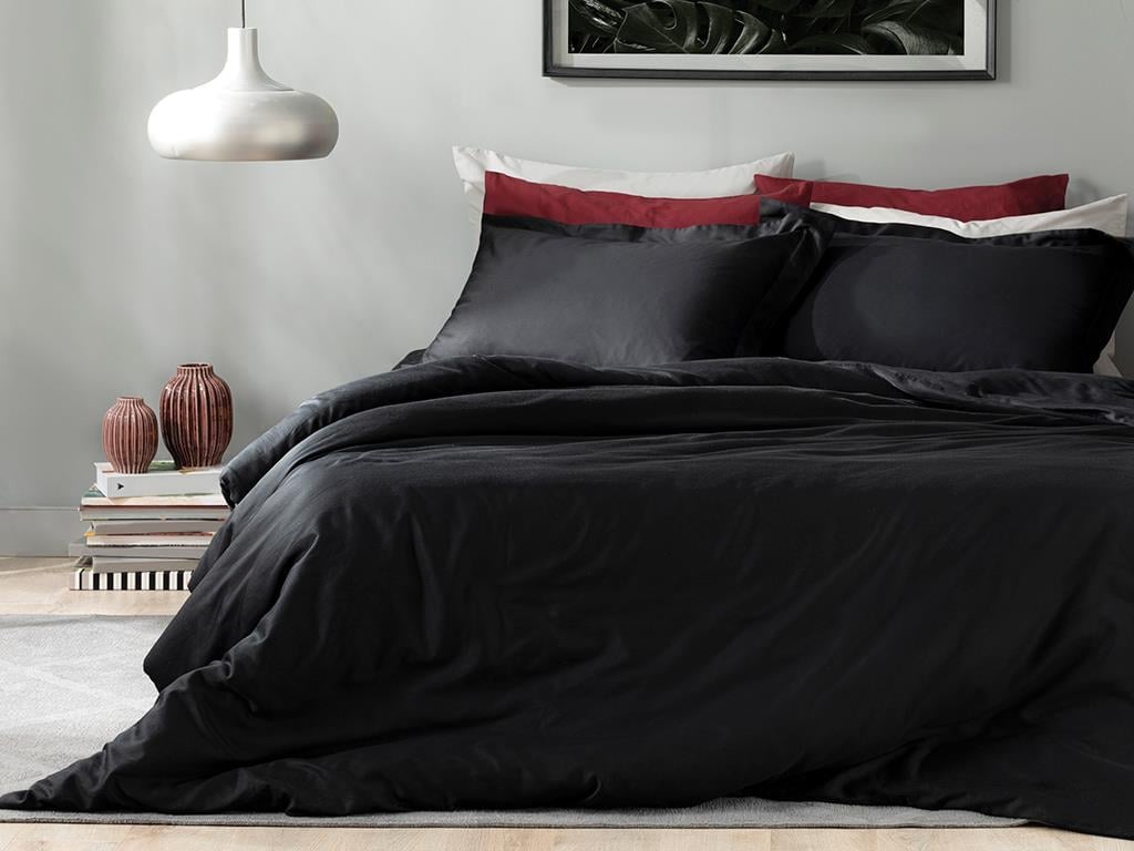 glorie  Satin bumbac Double Person  SET LENJERIE DE PAT 200x220 cm Black.