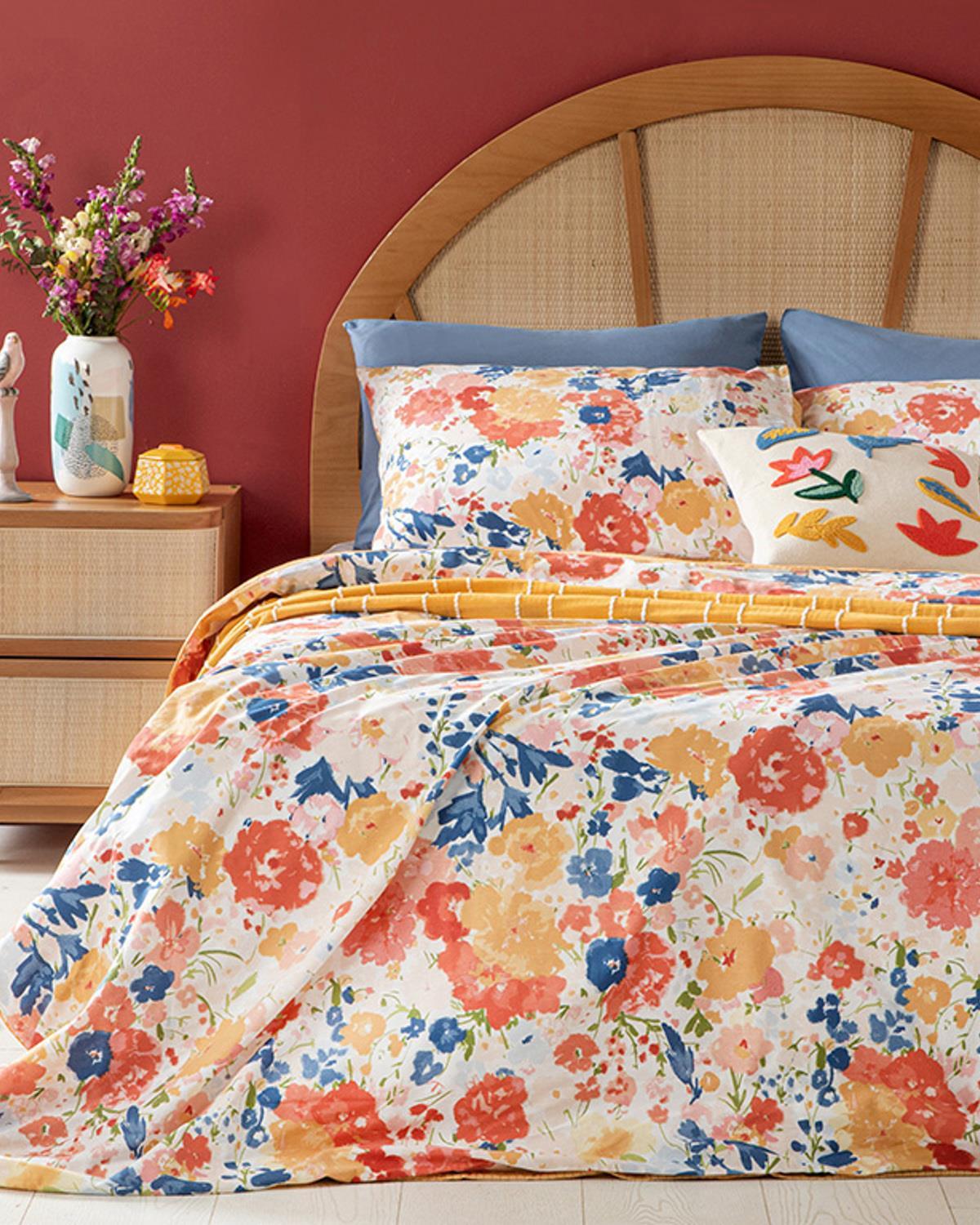 Grădină de primăvară Cu Bumbac Single Set Lenjerie De Pat 160x220 cm Floare De Rodie