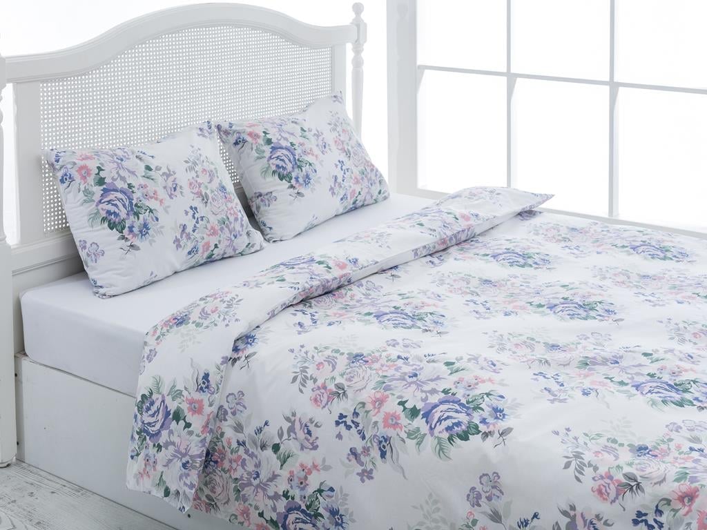 Gradina Florala Cottony Persoană Dublă Lenjerıe De Pat 200*220 Cm Liliac.