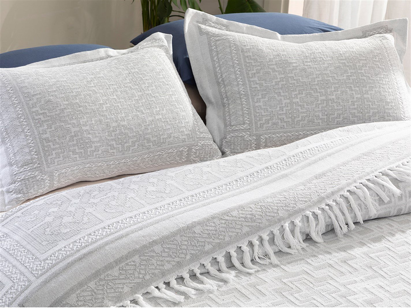 Greek Key Jacquard Pentru o persoana 160x240 cm Сиво