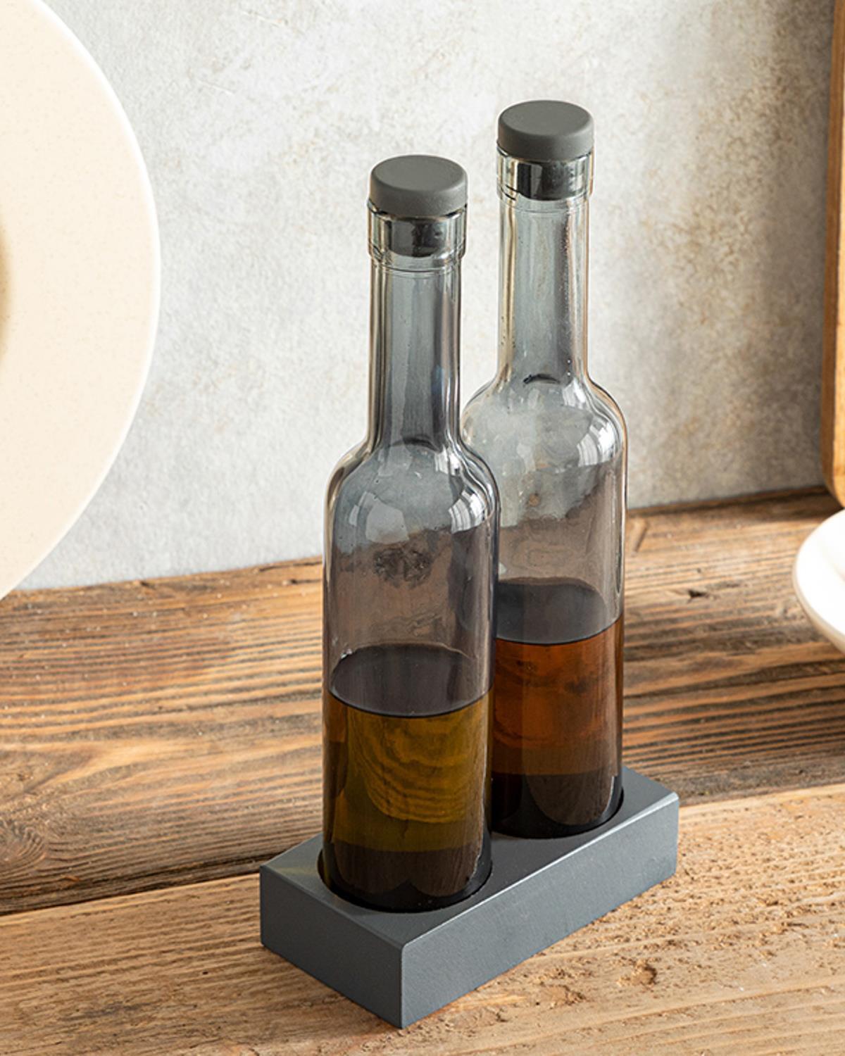Greta Sticlă Pentru Ulei Și Oțet Set 2, Sticlă, 250 Ml, Gri Închis