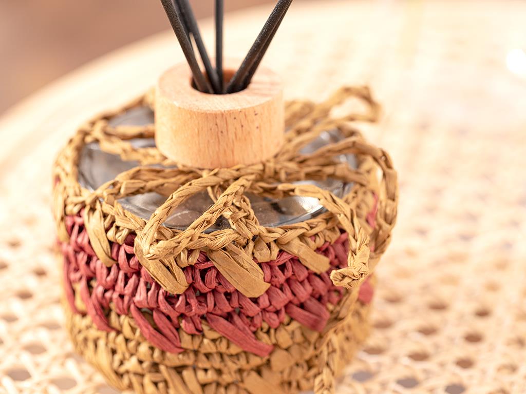 Handmade Sticlă Aromă De Cameră Cu Bețișoare 200 Ml Cremă - Burgundia.