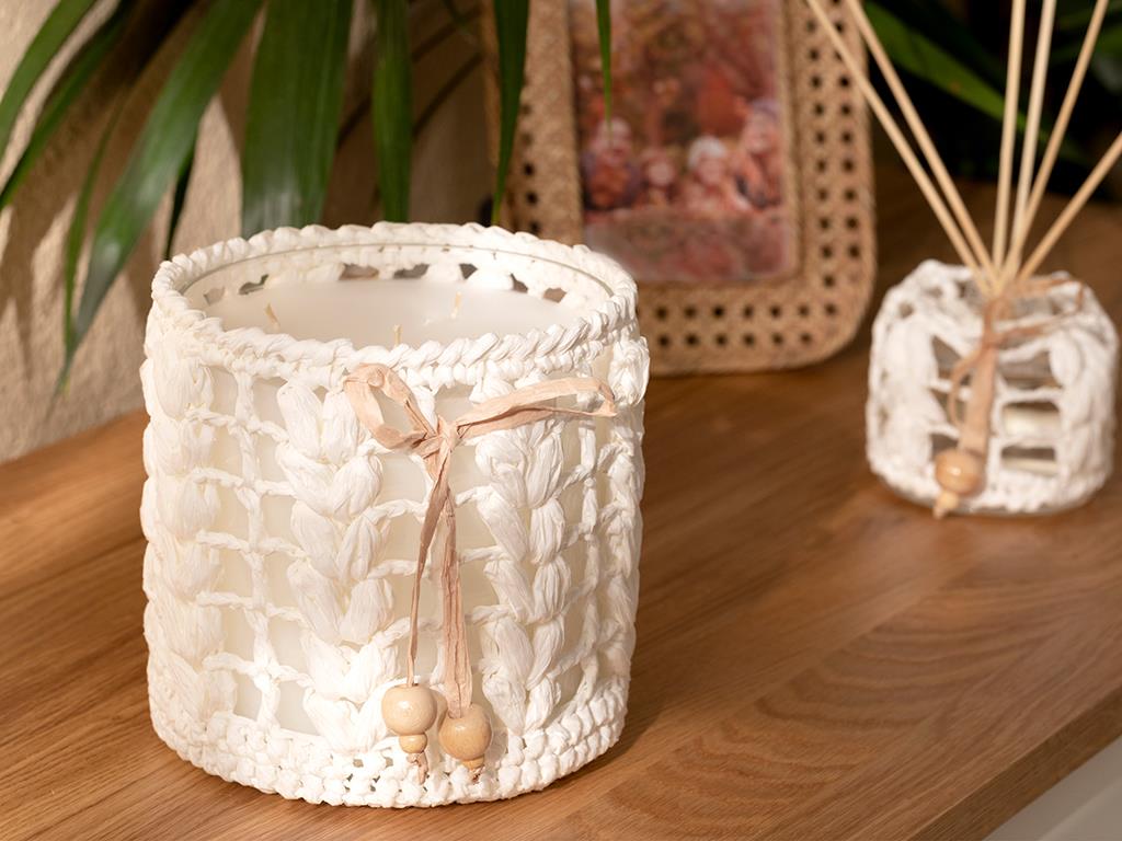 Handmade Glass Scented Candle 14X14 cm White