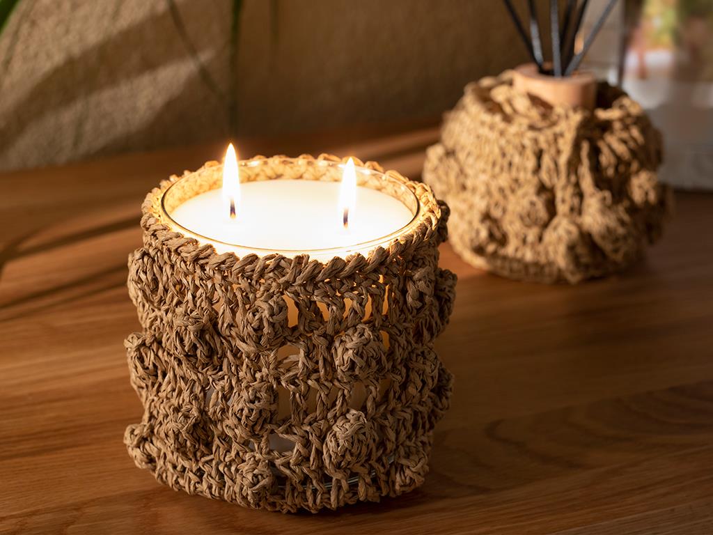 Handmade Glass Scented Candle Beige