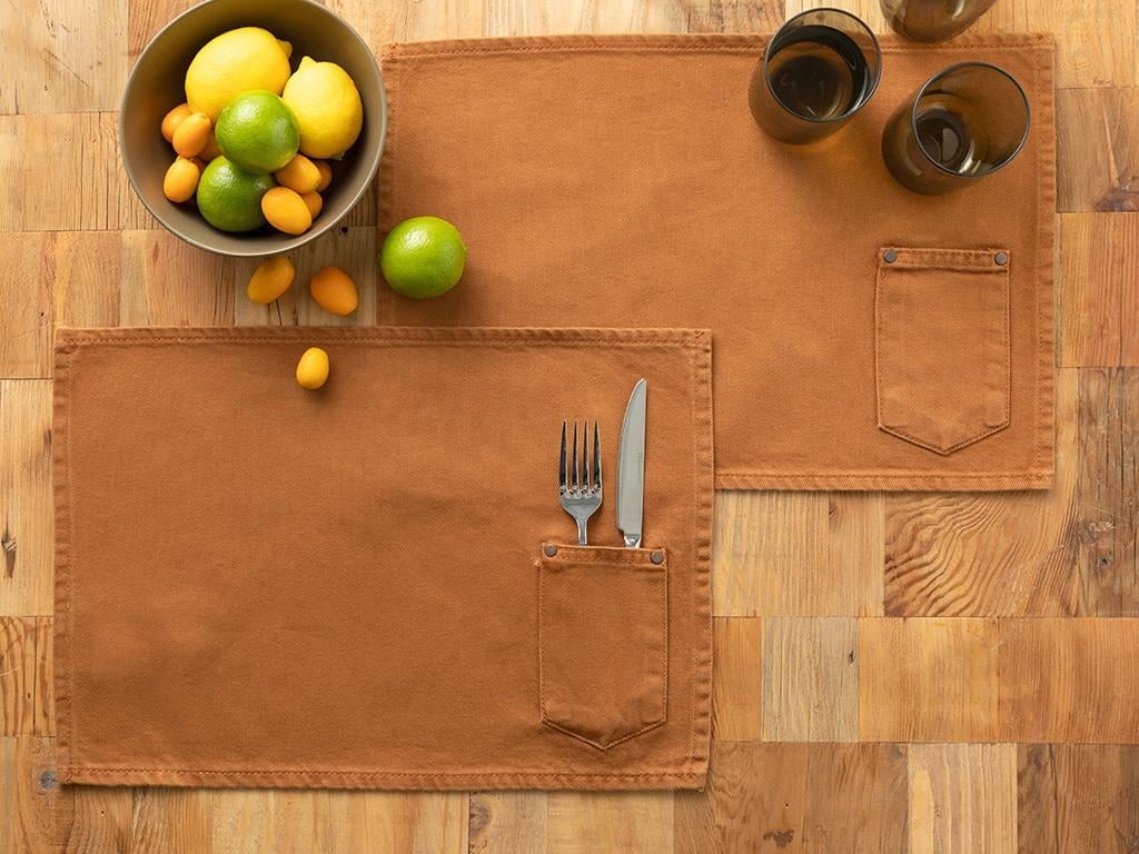 Harvey Cotton 2 Set Place Mat 30x45 cm Tan