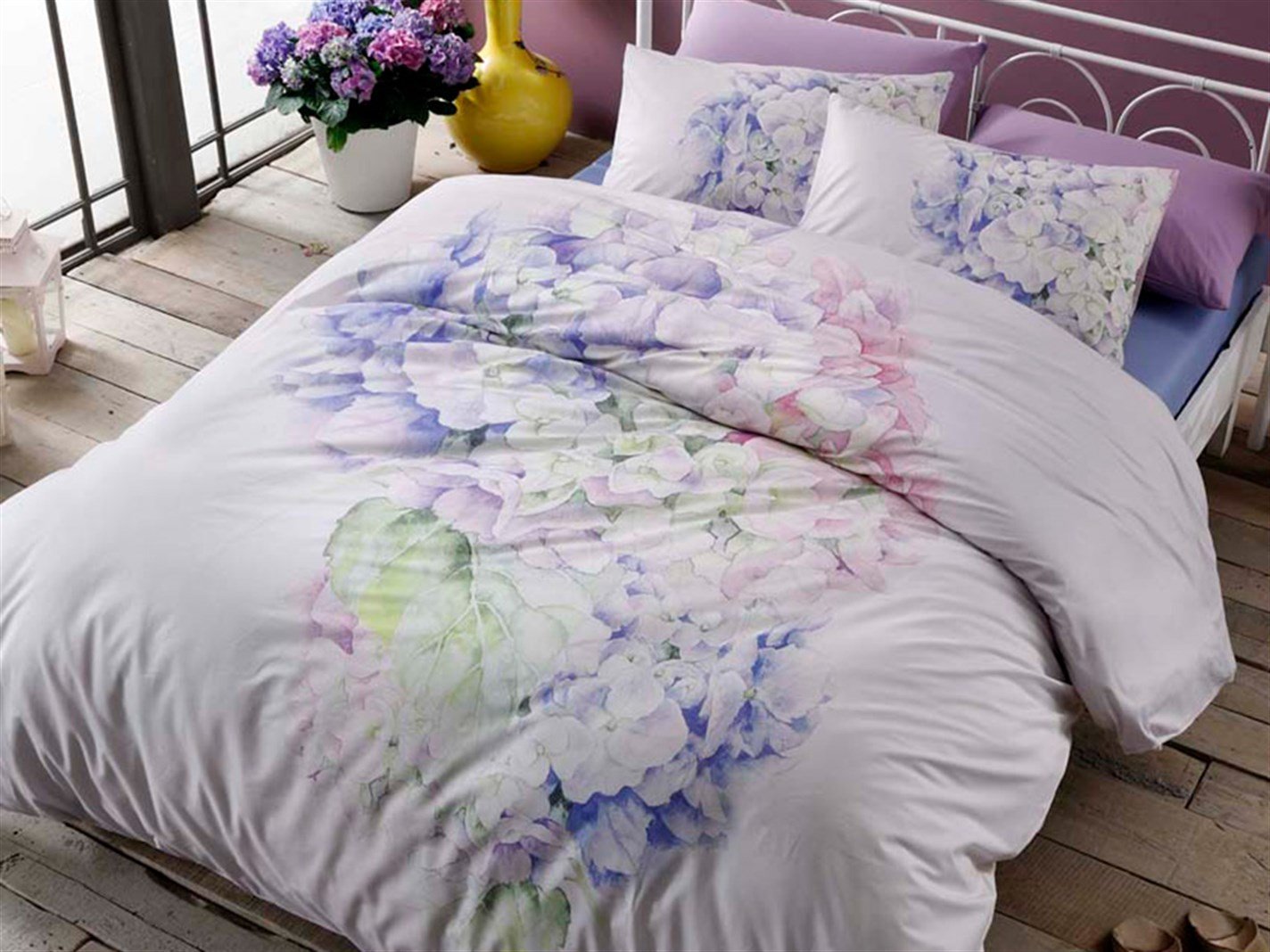 Hortensia 57 Tel / 144 Numărul de fir Persoană dublă 200x220 cm Violet