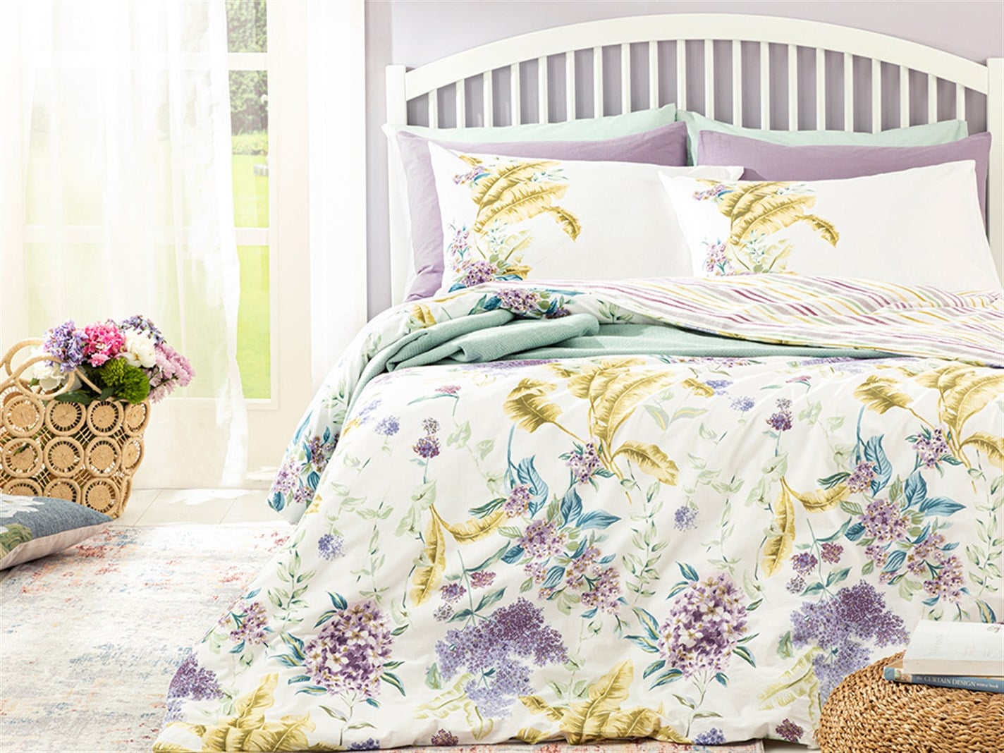 Hyacinth 57 Tel / 144 Numărul de fir Super rege 260x220 cm Liliac