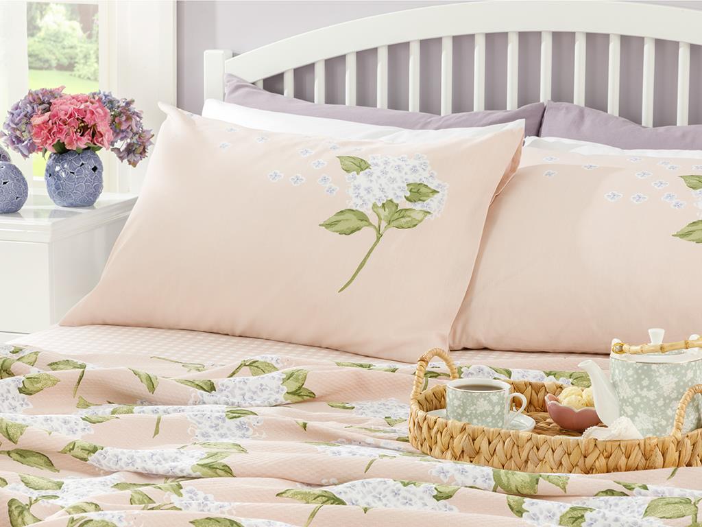 Hydrangea  Cu imprimeu Pentru o persoana  SET CUVERTURĂ 150x220 cm Roz