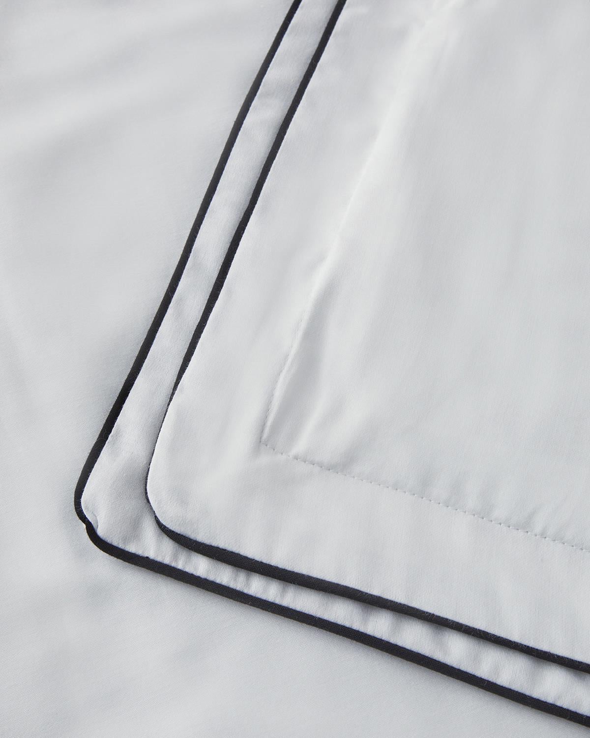 I Gleam Bandă din bumbac satinat Double Set Lenjerie De Pat 200x220 cm Alb - Bleumarin