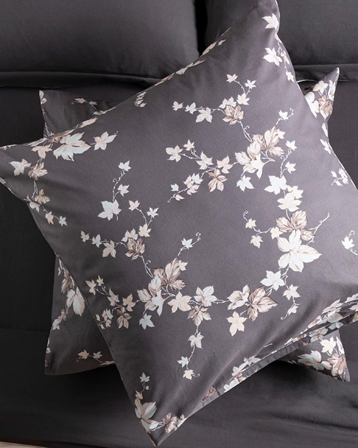 Iederă de toamnă Cu Bumbac Cu 2 Piese Față De Pernă 65x65 cm Antracit