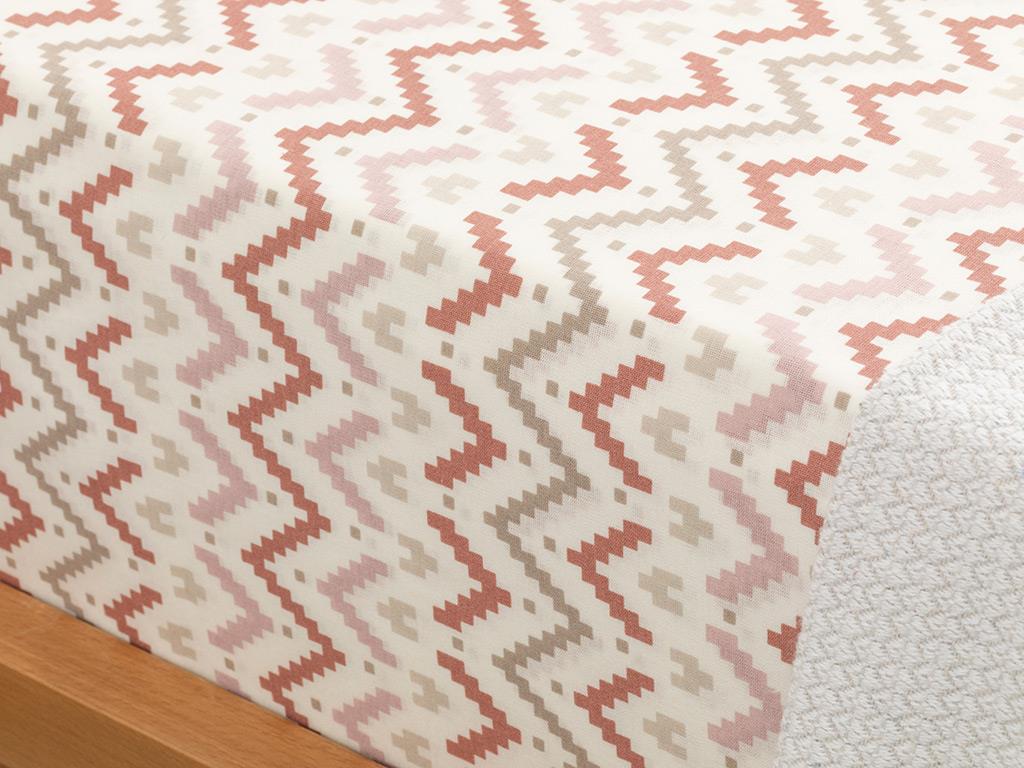 Ikat Cotton King Size Sheet 260x280 cm Cinnamon