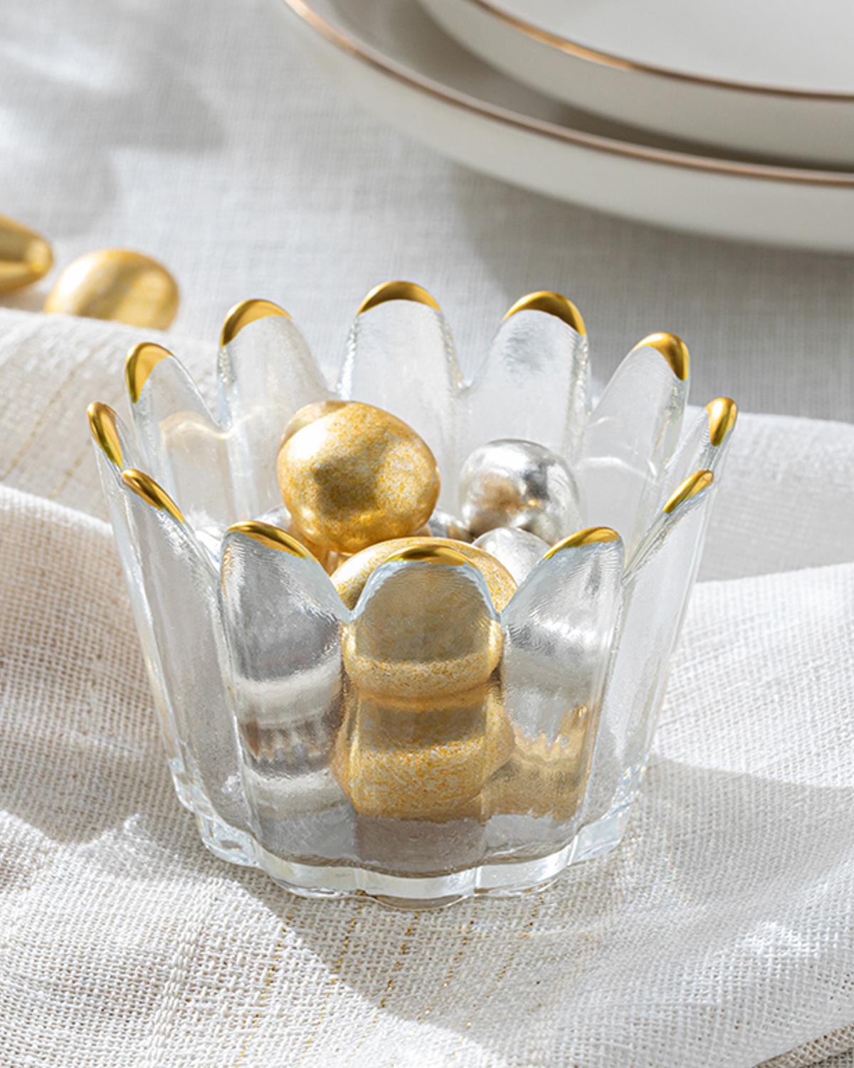 insulă Sticlă Bol Pentru Alune 7 cm Gold