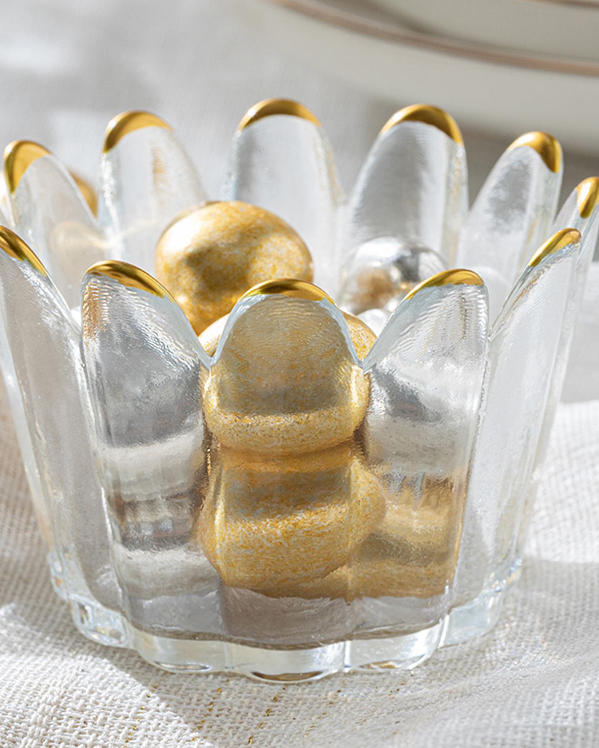 insulă Sticlă Bol Pentru Alune 7 cm Gold