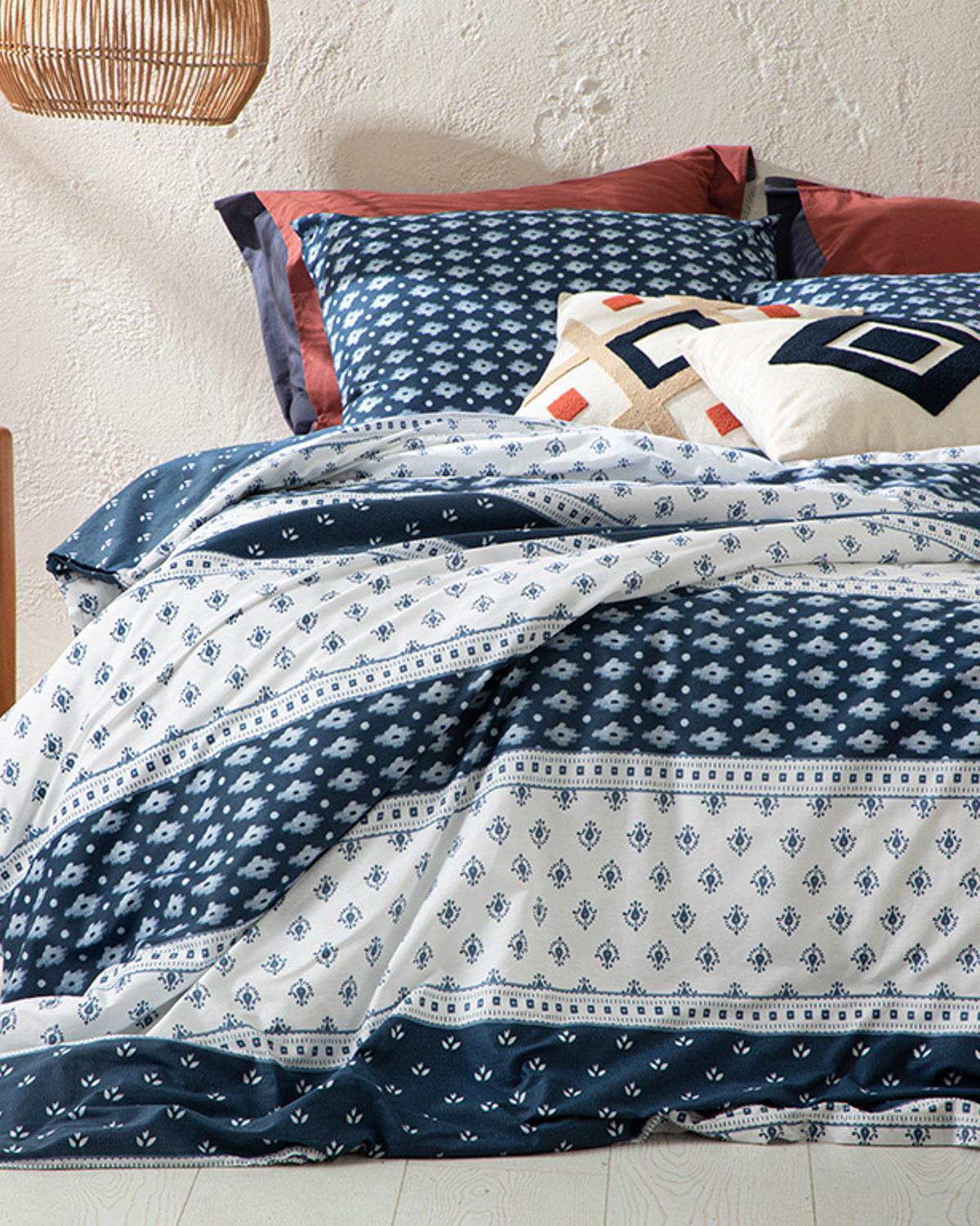 Joyous Patches Cu Bumbac Double Set Lenjerie De Pat 200x220 cm Indigo.