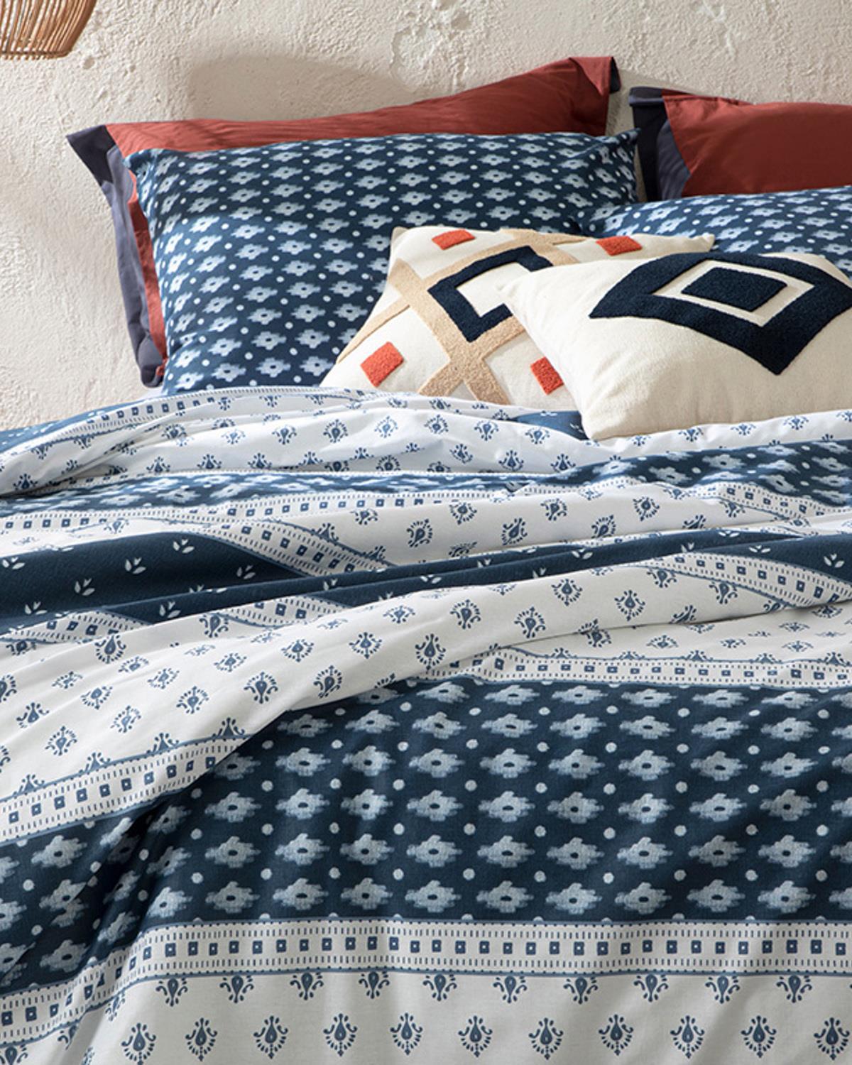 Joyous Patches Cu Bumbac Double Set Lenjerie De Pat 200x220 cm Indigo.