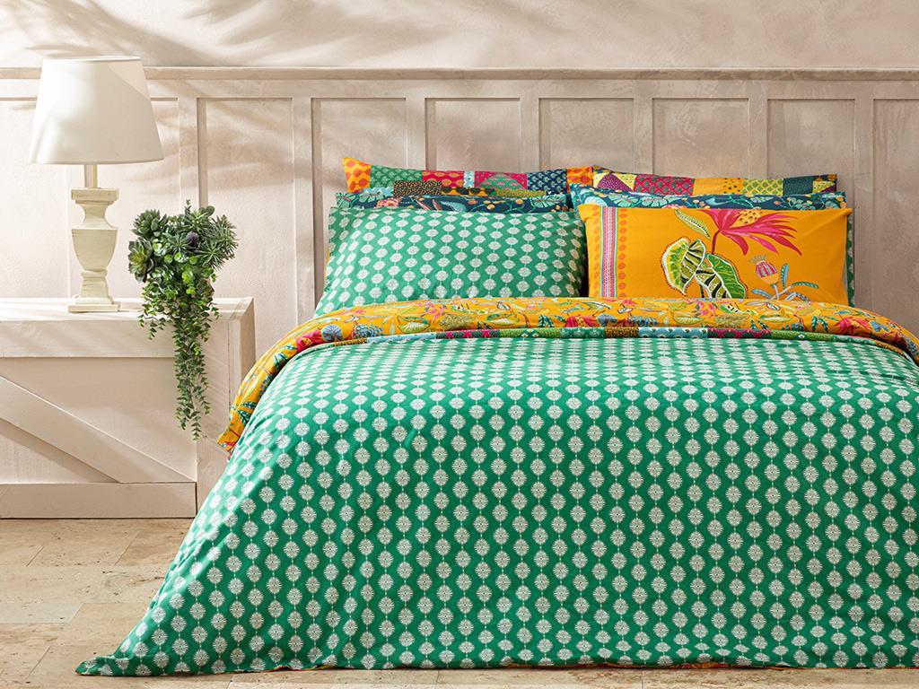 Jungle Life Cu Bumbac Double Set Lenjerie De Pat 200x220 cm Galben Închis