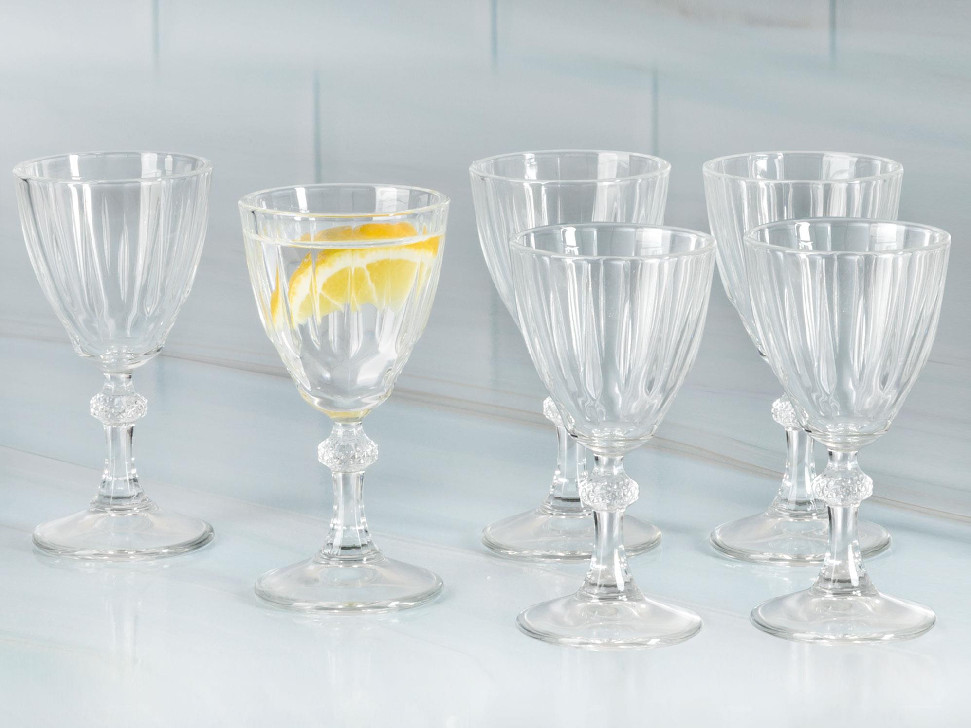 Diary Glass 6 Pcs with Legs for Coffee Side Water Glass Transparent