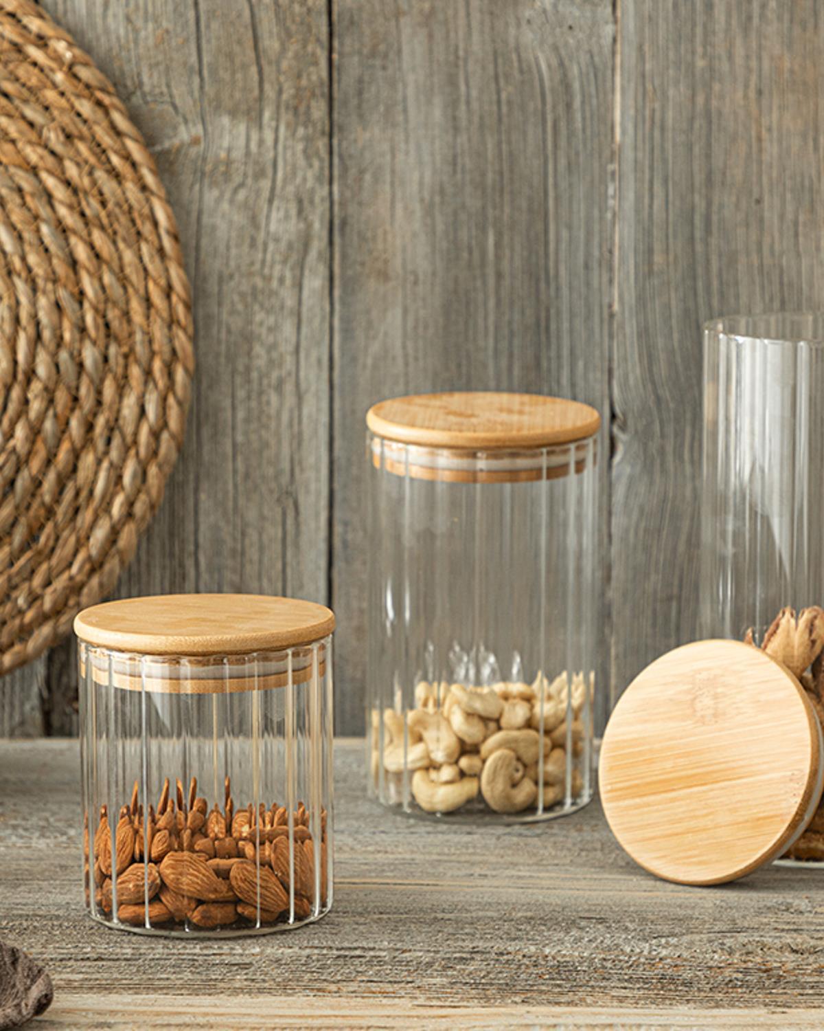 Knit Borosilicate Glass Jar 750 ml Transparent