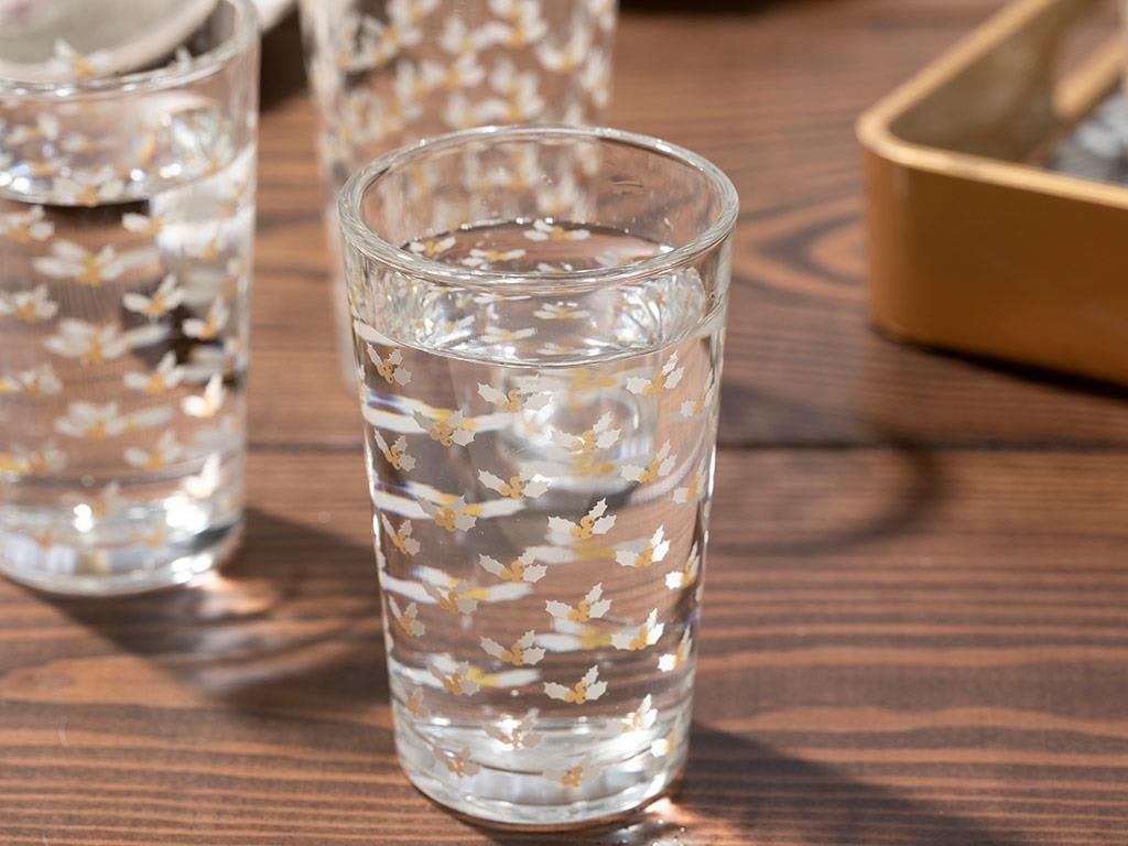 Kokina Glass 6 Set Served with Coffee Water Glass 100 ml Gold