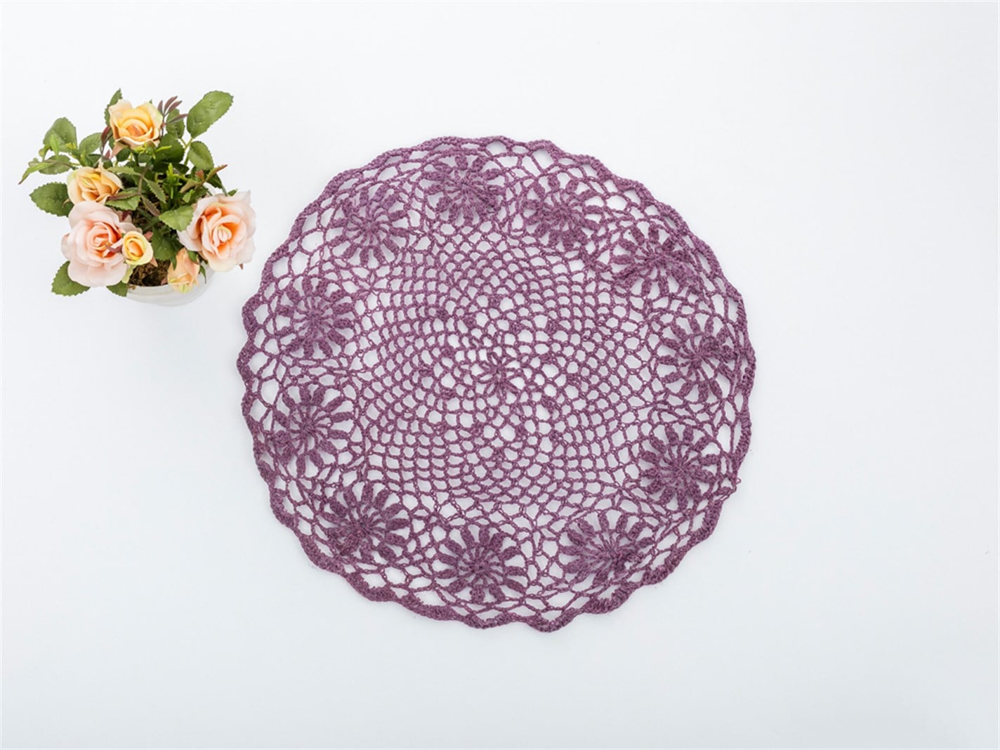 Lady De dantelă Rundă 35 cm Liliac.