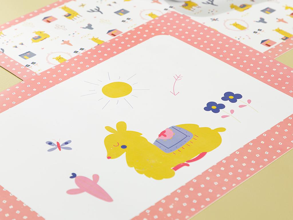 Lama Polipropilenă Cu 4 Piese Placemat Masă 42x29 cm Roz
