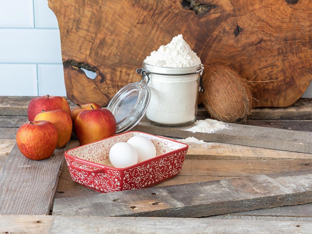 Liberty Porcelain Rectangle Small Oven Cover 21 cm Red-White