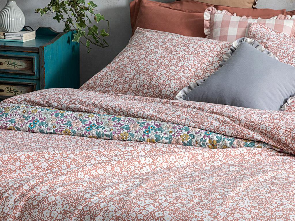 Liberty Bloom Cu Bumbac Single Set Lenjerie De Pat 160x220 cm Scorțișoară