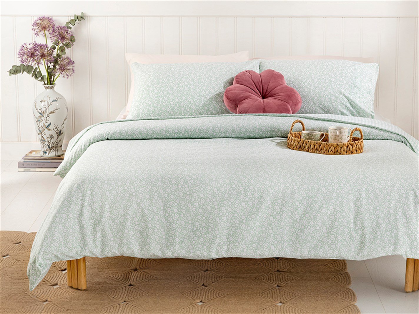 Liberty Blossom 57 Tel / 144 Numărul de fir Pentru o persoana 160x220 cm Seledon,